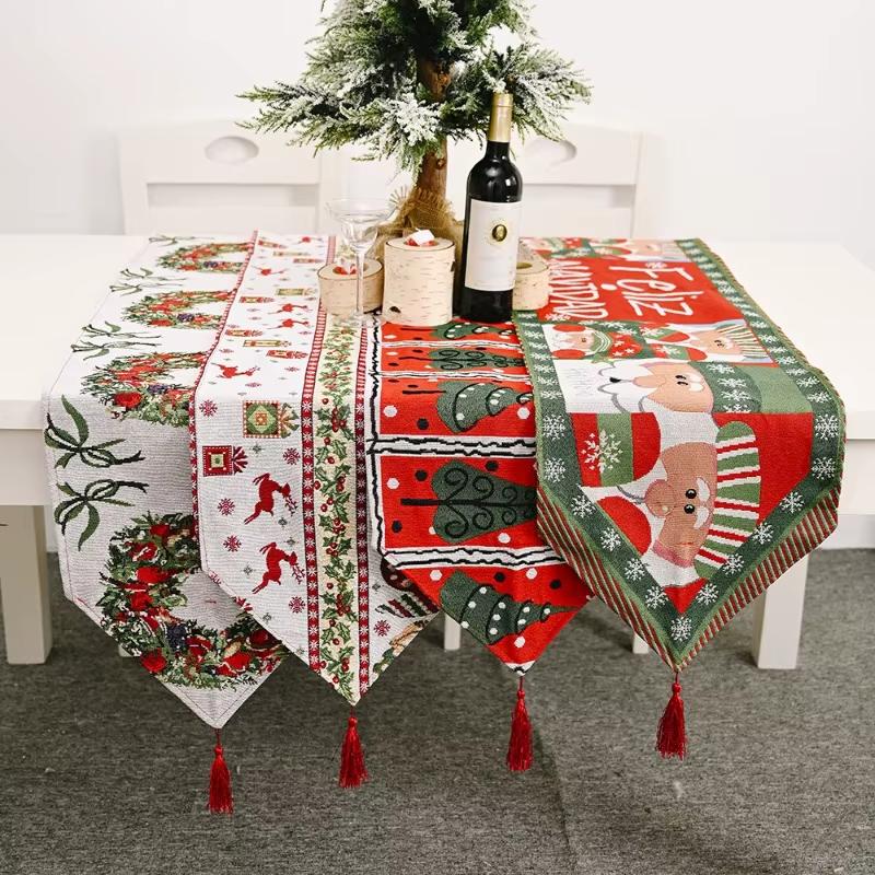 

Christmas Day Decoration Tablecloth - 1PC Knitted Table Flag, Home & Dining Table Decoration 35cm&180cm