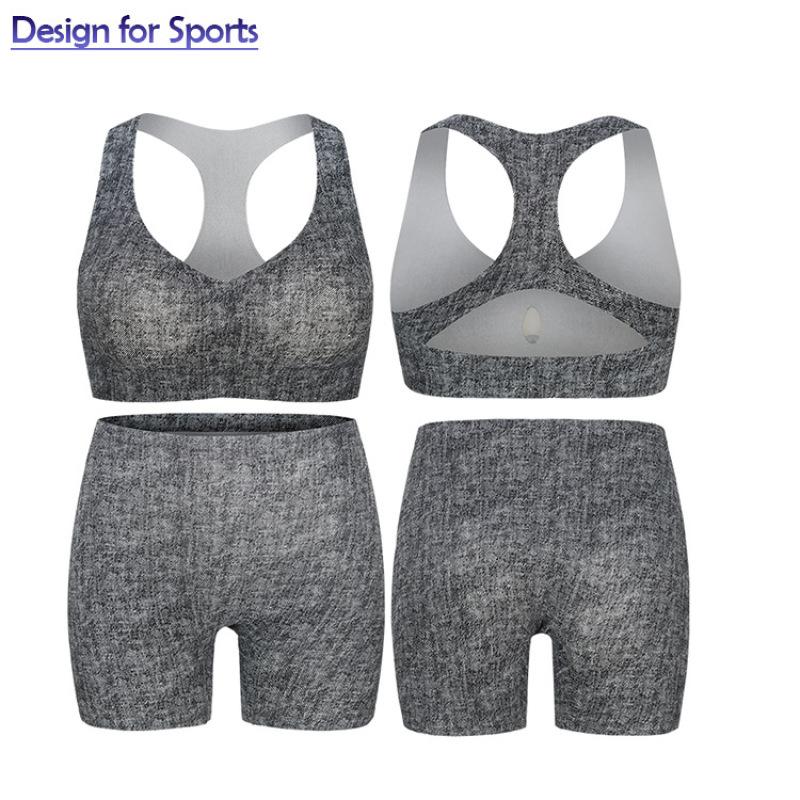 Reggiseno sportivo senza traccia, senza anello in acciaio, comoda tuta da yoga, pettorina staccabile, pantaloncini stringenti in vita XS-XL