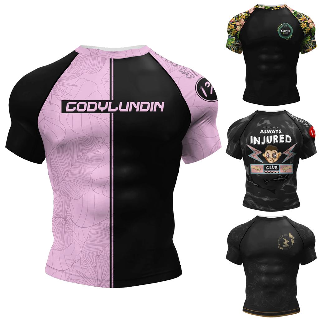 Kişisel Popüler Tasarım Süblimasyon Kısa Kollu Siyah No Gi BJJ Jiu Jitsu Rashguard Dövüş BJJ Mma Rash Guard Erkekler İçin Gömlekler