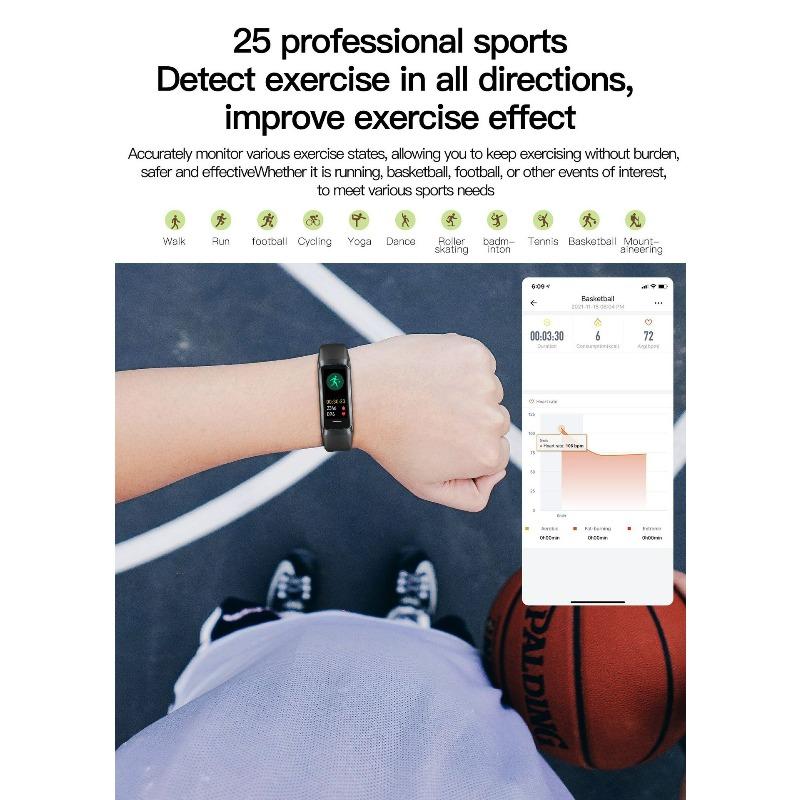 New C60 Temperature Measurement Smart Bracelet, Blood Pressure, Heart Rate, Blood Oxygen, Sleep, Exercise Step Counting, Health Monitoring