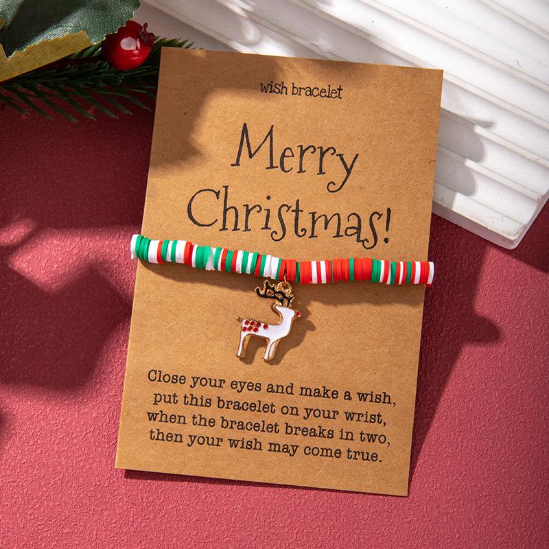 European and American Christmas popular soft pottery bracelet, elk snowman Christmas tree alloy pendant, gift jewelry
