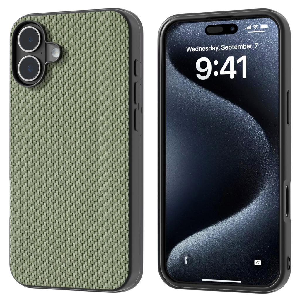 For iPhone 16 Plus Case Hybrid Phone Cover Carbon Fiber Texture