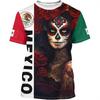 Mens Mexico Flag 3D Printed Short Sleeve T-Shirt Loose Fit Breathable Sport Tee Football Fans