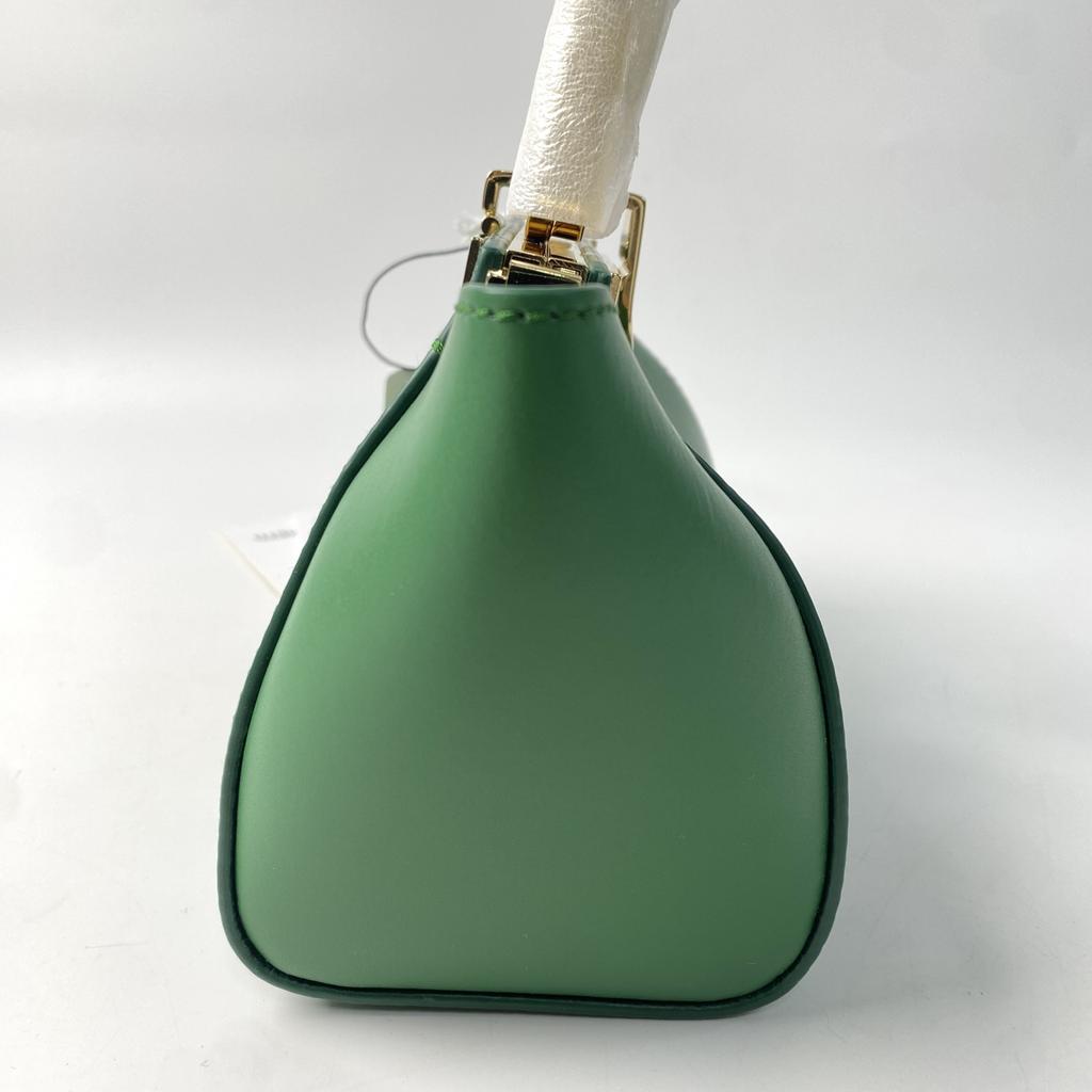 Used Shoulder Bag Green/gold Leather Women