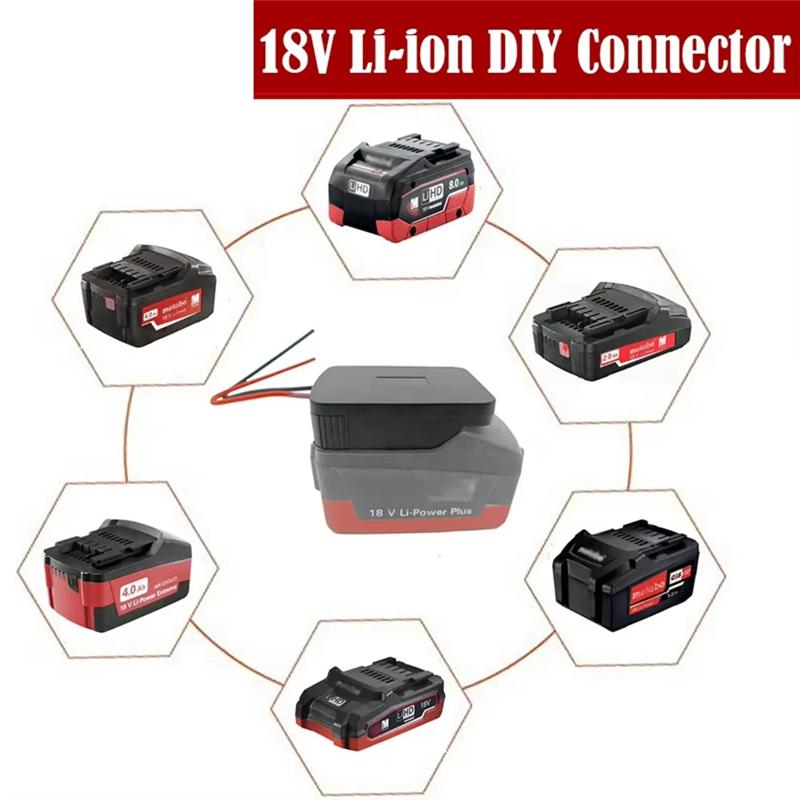A25F-For Metabo 18V Battery Adaptor Adapter Li- Battery Connector Dock Output 12 AWG 1 Piece Replacement Part