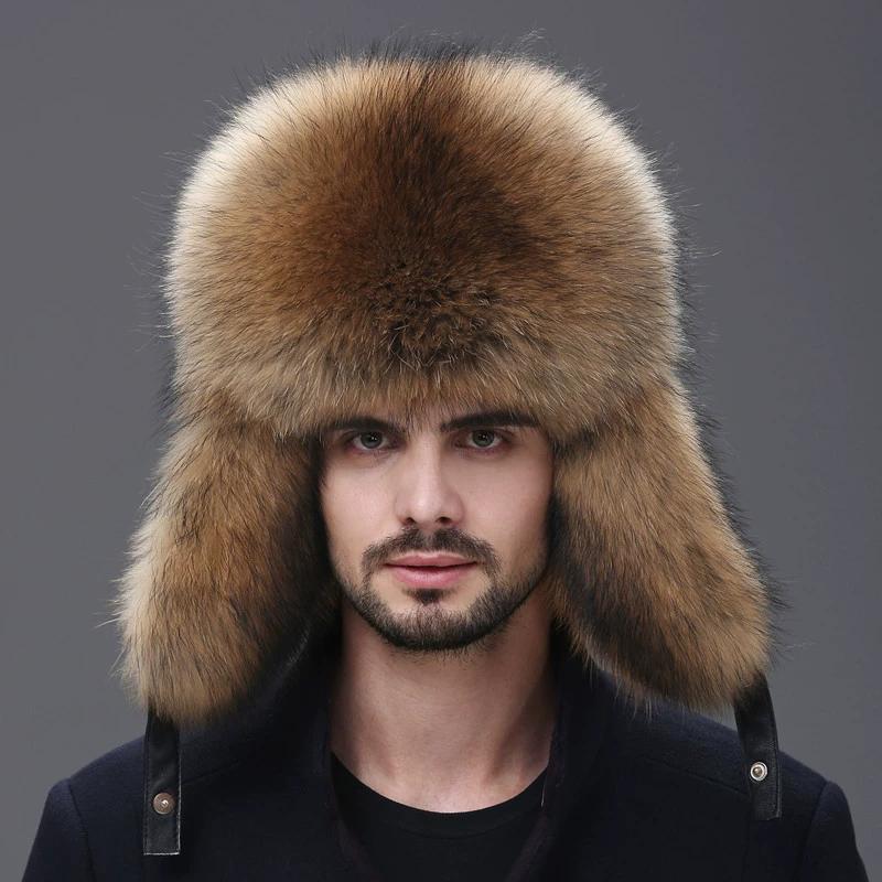 

Мужская шапка Lei Feng из лисьего меха, мех енота, северо-восточная зимняя теплая меховая кожаная хлопковая шапка для мужчин среднего и пожилого возраста, зимняя S（54-56cm）