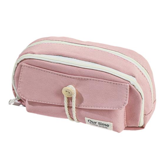 Retro Pencil Bag Multi-Compartment Canvas Pencil Case Large Capacity Pen Pouch Stationery Organizer for Students Boys Girls
