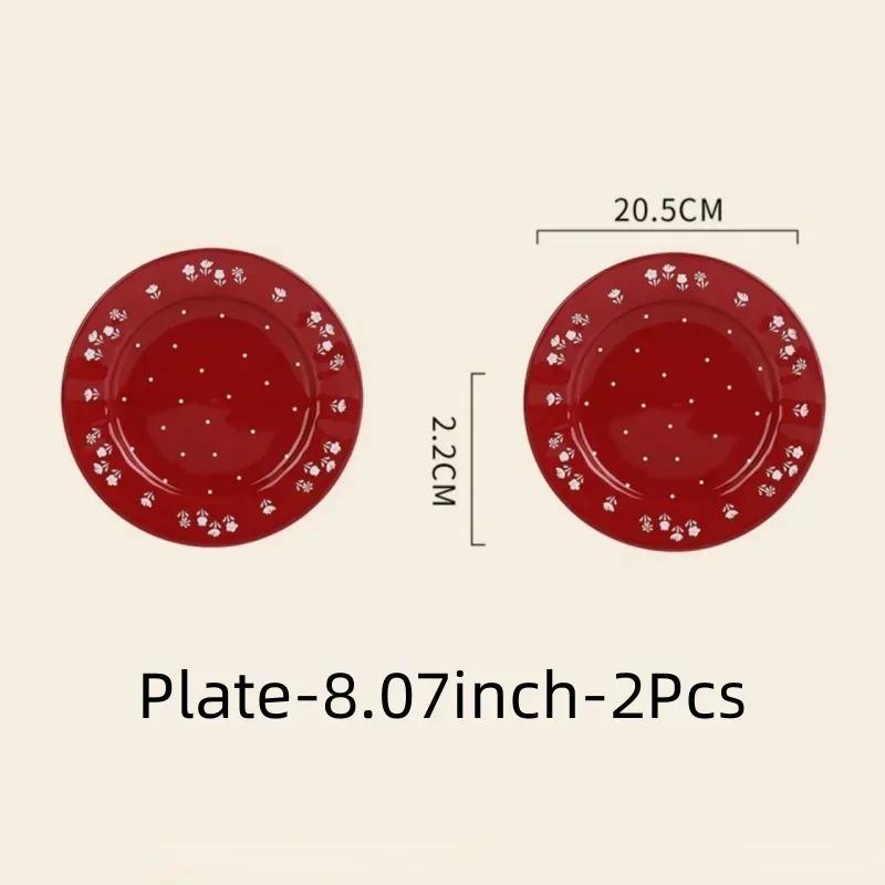 Pastoral Style Ceramic Tableware Soup Bowl Salad Bowl Dish Pasta Dessert Plates Dinnerware Dinnerware Table Decoration