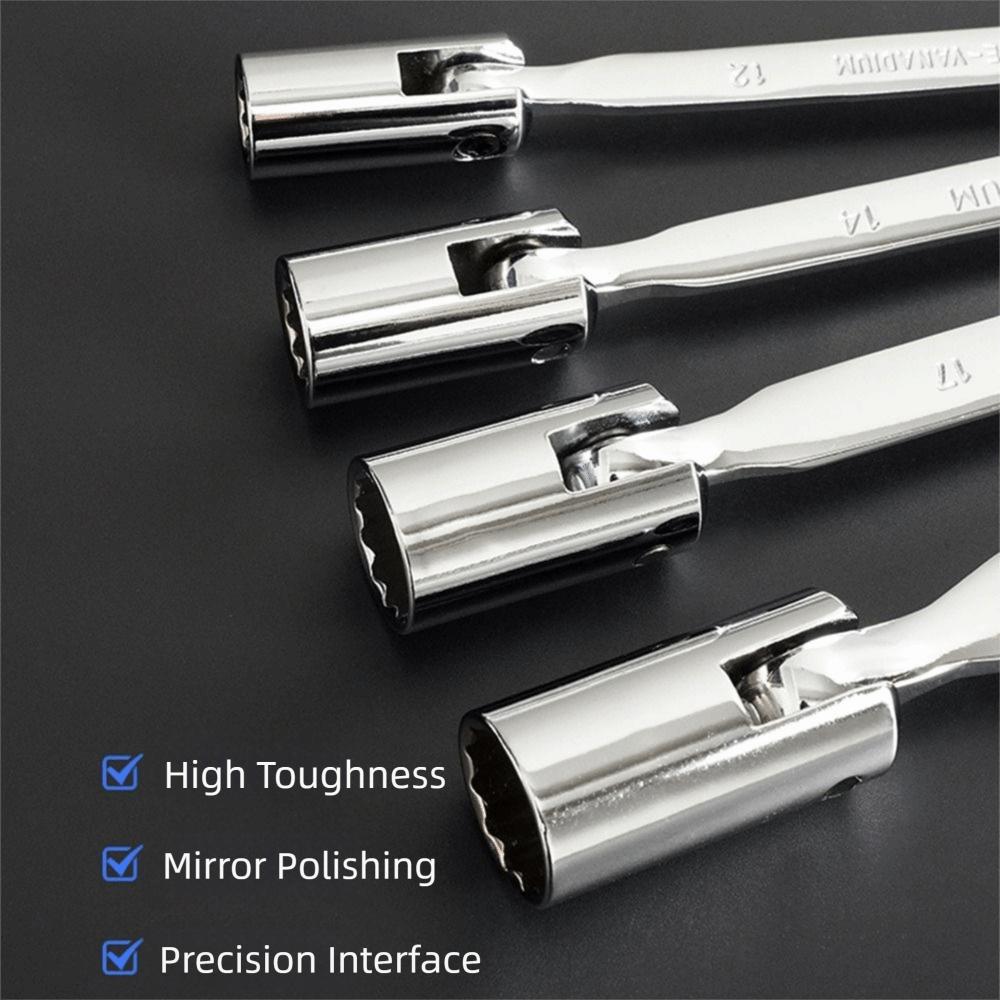 Double Head Dual Head Spanner 12-point Non-slip Swivel Head Socket Wrench Durable Adjustable Wrench Spanner Tool Household