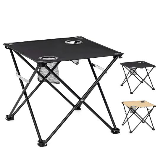 Folding Camping Cloth Table with 2 Cup Holders Carrying Bag Heavy Duty Waterproof Oxford Fabric Outdoor Picnic Beach Hiking Collapsible Table