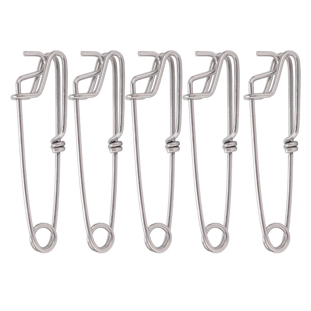 5PCS Durable Stainless Steel Long Line Clips 5 Sizes Easy On/Off Snap Swivel Fishing Connectors Fishing Accessory