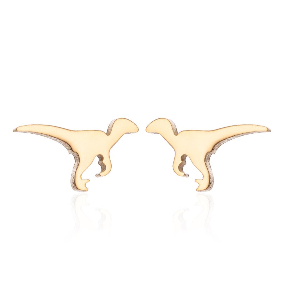 Retro Stainless Steel Dinosaur & Christmas Motif Stud Earrings