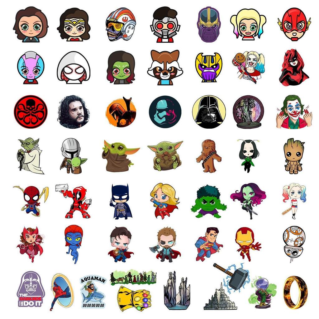 50PCS Cute Avengers Graffiti Anime Stickers: Waterproof Decorative Stickers for Phone & Computer