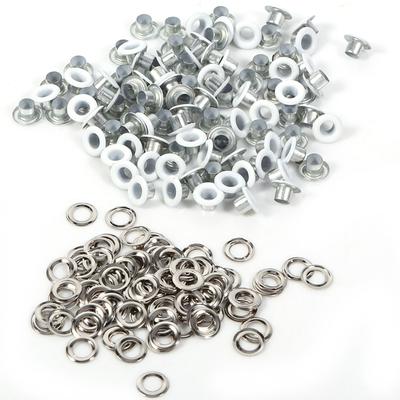 100 Sätze 4mm Runde Metallösen Scrapbooking Kartenloch Lederhandwerk Bekleidungszubehör (Weiß)