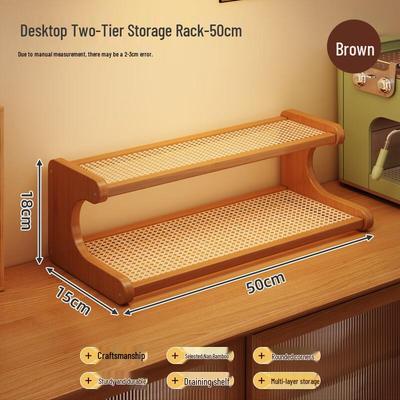 Plastic Rattan 2-Tier Tea Cup Holder Rack