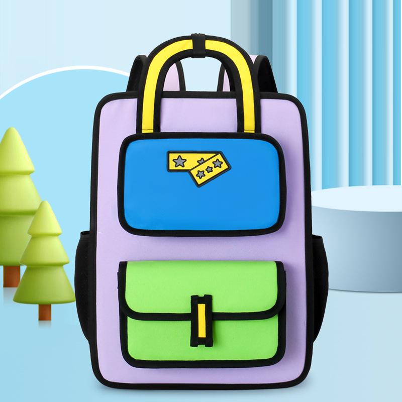 Schoolbag new personality two-dimensional student backpack off-campus tutoring make-up class printed LOGO three-dimensional comic bag