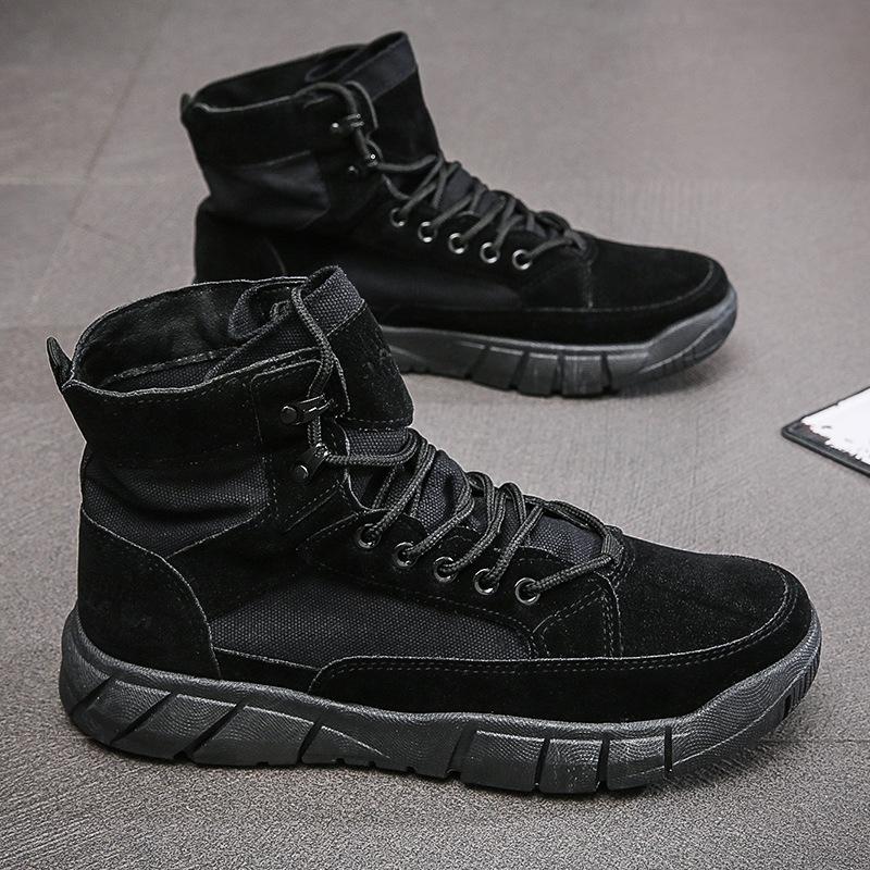 Men Casual Shoes Ankle Desert Army Boots Outdoor Leather Canvas Autumn Spring Walking Male Casual Flat Work Shoes Sneakers