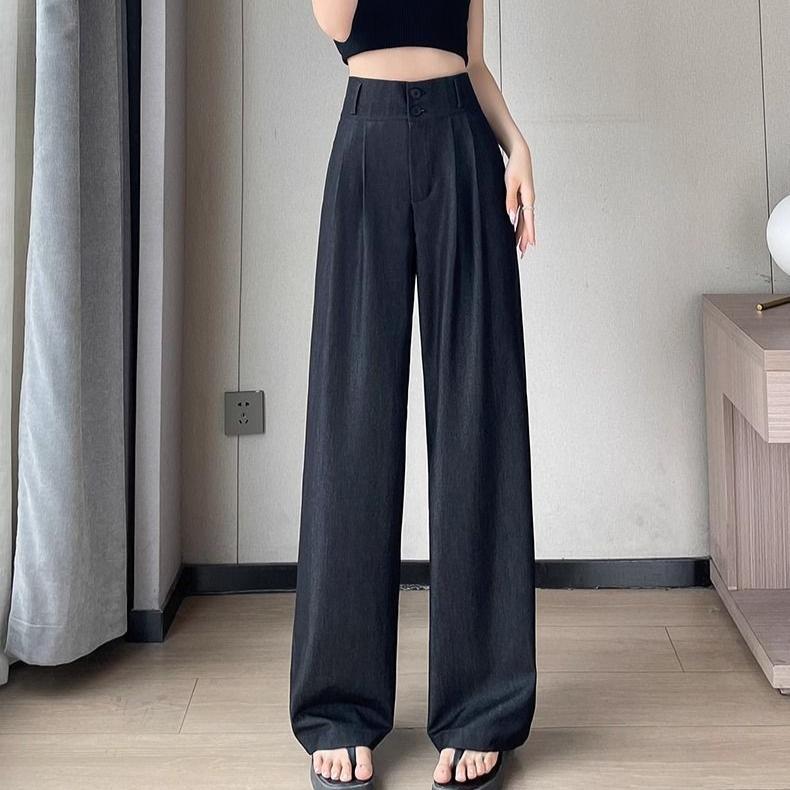 Damen Weiche Jeanshose Hohe Taille Weites Bein Dünn Bequem Frühling Sommer Freizeitkleidung Hose