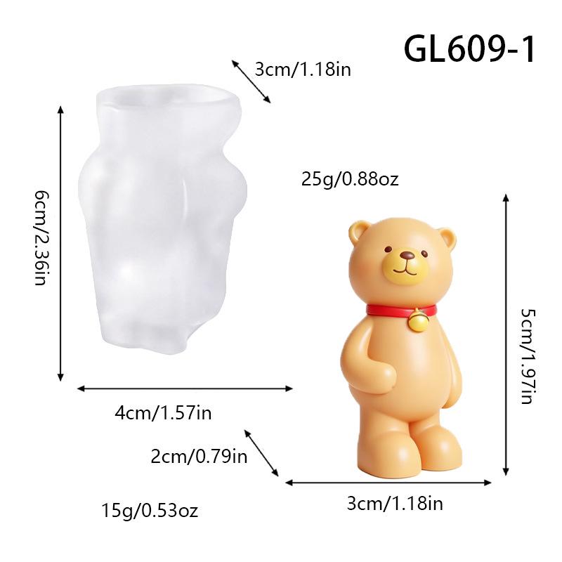 Handmade Creative Sitting Teddy Bear Silicone Candle Mold for Ornament or Aroma Stone Plaster.