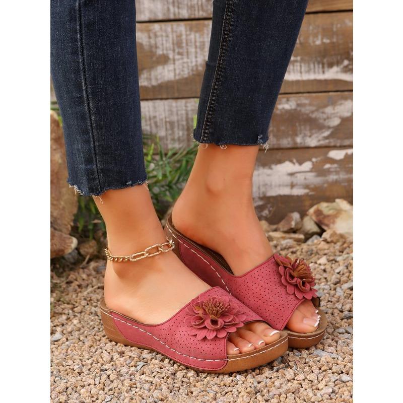 Women's Shoes Spring and Summer Wedge Heels Open-toe Flip-flops and Flip-flops