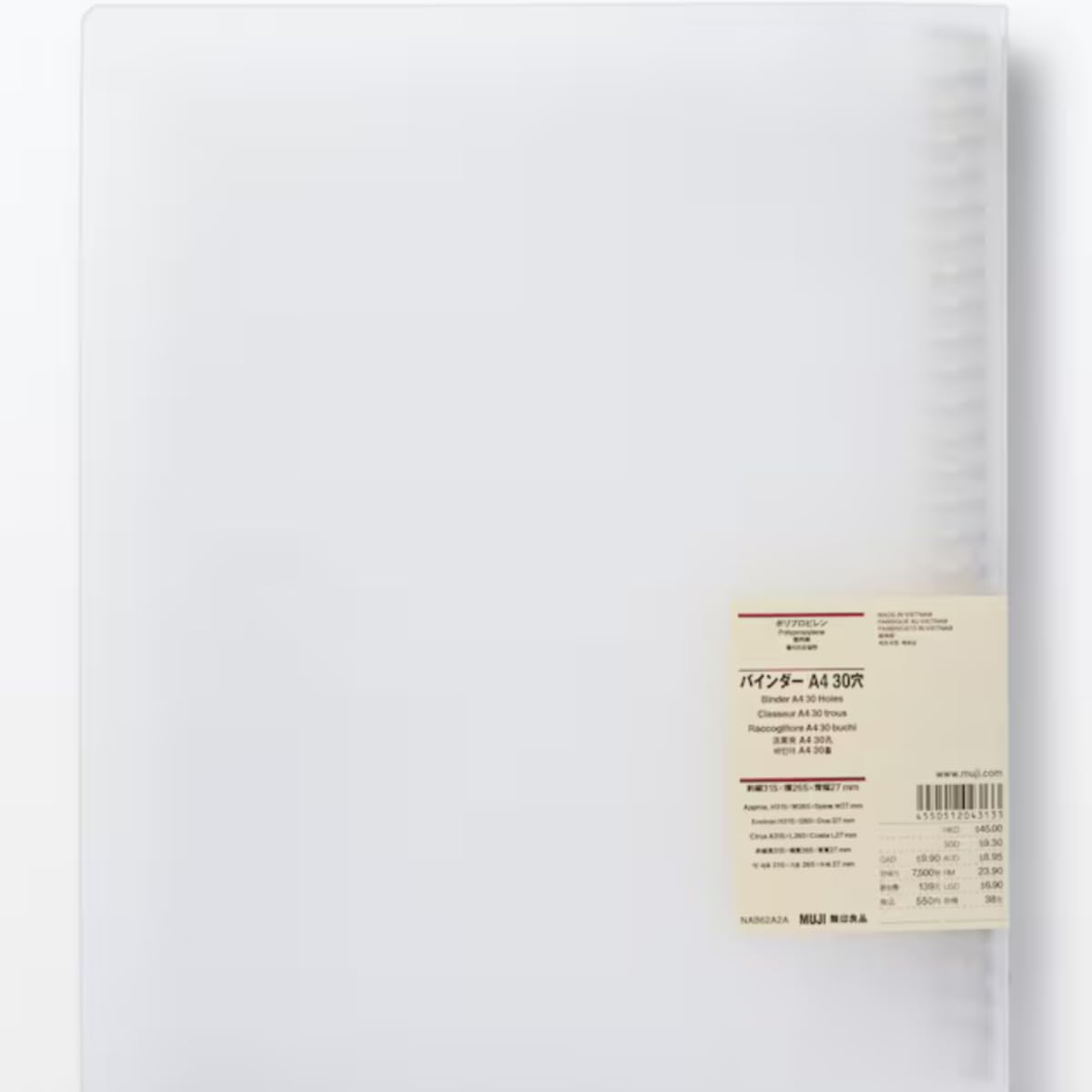 Muji Polypropylene Binder A4 30 Holes