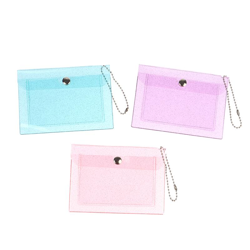 1Pc Women'S Credit Card Holder Wallet Transparent Waterproof Pvc Id Card Wallet