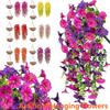 2/4PCS Artificial Hanging Flowers UV Resistant Morning Glory Vines Realistic Hanging Plants for Garden Patio Balcony Yard Decor