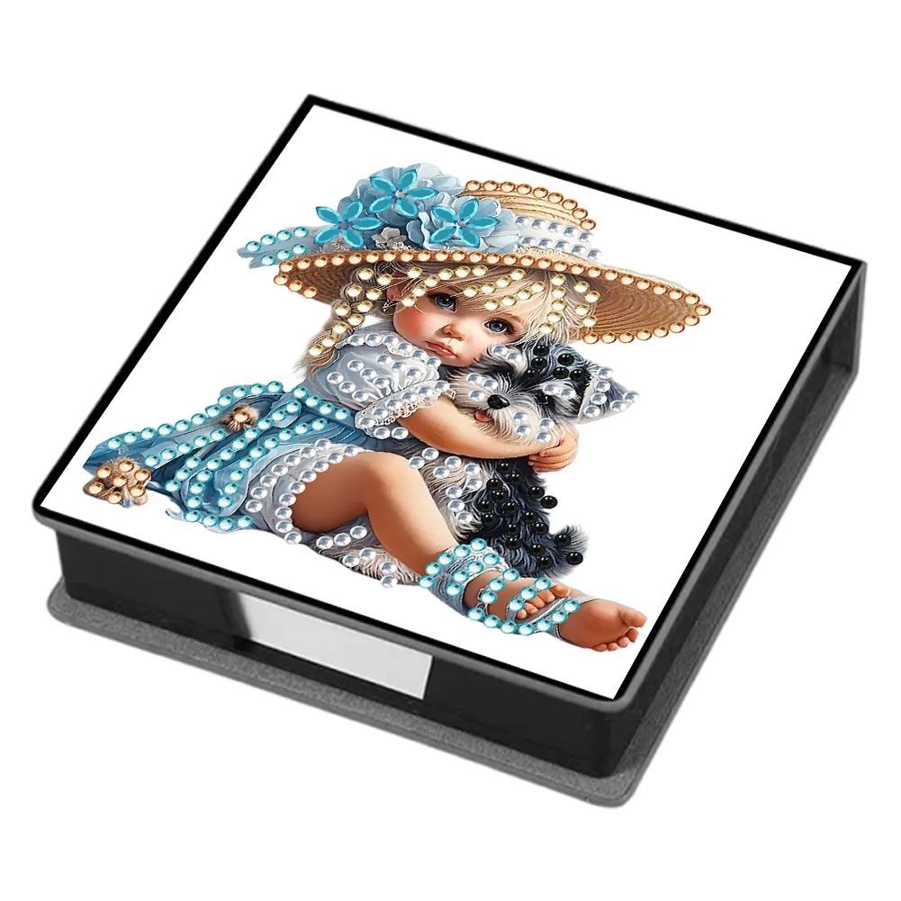 Leather 5D Diamond Painting Kit Note Box with 160 Sheets DIY Diamond Art Note Box for Home Office School Supplies