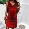 Plus Size V Neck Sleeveless Quiet Bamboo Forest Water Stream Scenery Print For Daily Summer Wear