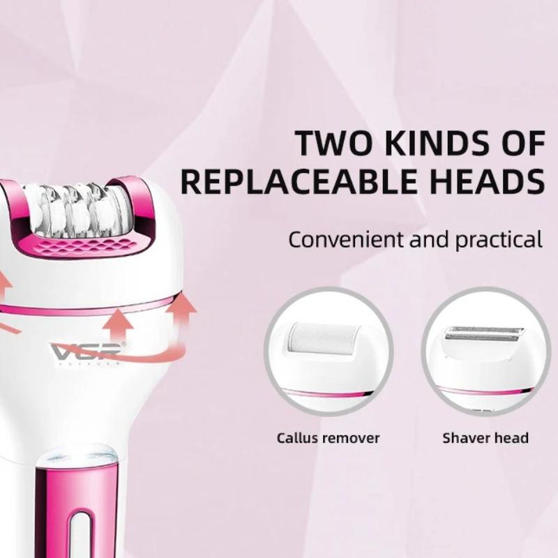 VGR V-732 3 in 1 Epilator Women Electric Shaver for Face Body Rechargeable Lady Trimmer Hair Removal Bikini Underarms Legs Deep Cleaning Epilator