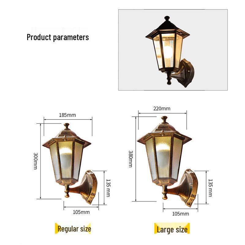 Retro Hexagonal Antique Bronze Waterproof Outdoor Wall Light for Balcony, Corridor, Garden, Villa