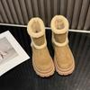 Winter New Snow Boots Velvet Short Boots Invisible Inner Height Increase Women's Shoes Retro Platform Short Boots