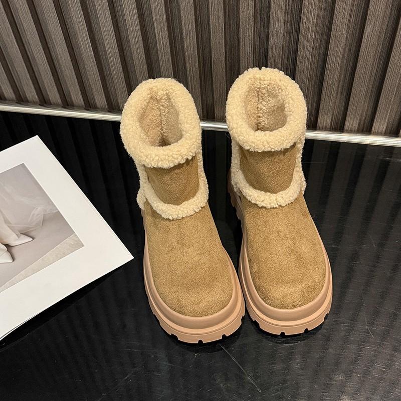 Winter New Snow Boots Velvet Short Boots Invisible Inner Height Increase Women's Shoes Retro Platform Short Boots