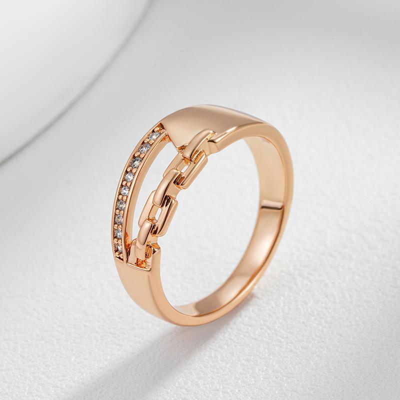 Unique Rose Gold Color Cross Big Rings For Women Fashion Sparkling Natural Zircon Modern Wedding Party Daily Jewelry