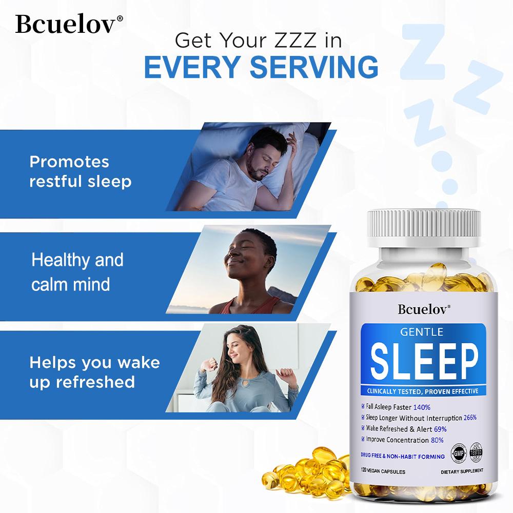 Gentle Sleep Support Supplement - Drug Free & Non-Habit Forming - 120 Vegan Capsules