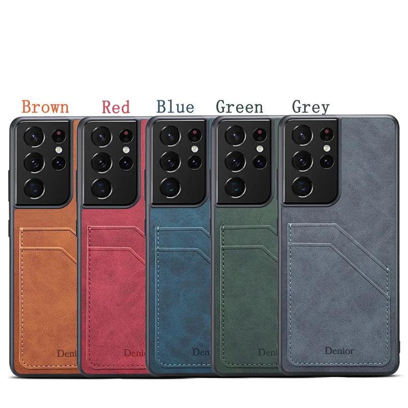 Luxury Leather Phone Case For Samsung S25 S24 Ultra Plus S23 FE S22 S21 S20 Note 20 Note 10 Ultra Plus A05S Card Holder Cover