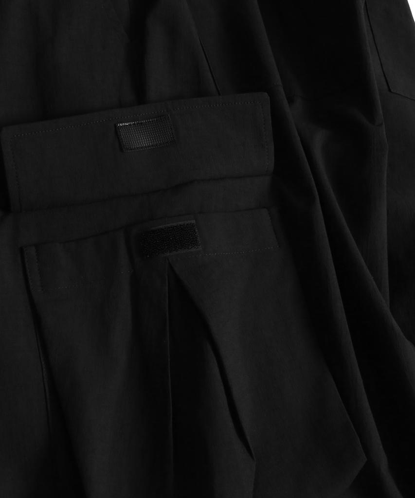 NODU Cargo Tuck Drawstring Wide-Leg Pants [Black]