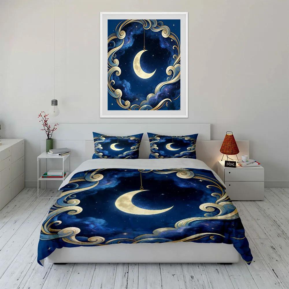 Moonlight Decor Set Night Theme Soft Comfortable Duvet Cover Bedding Set Included 1*Duvet Cover & 2*Pillowcases Gift