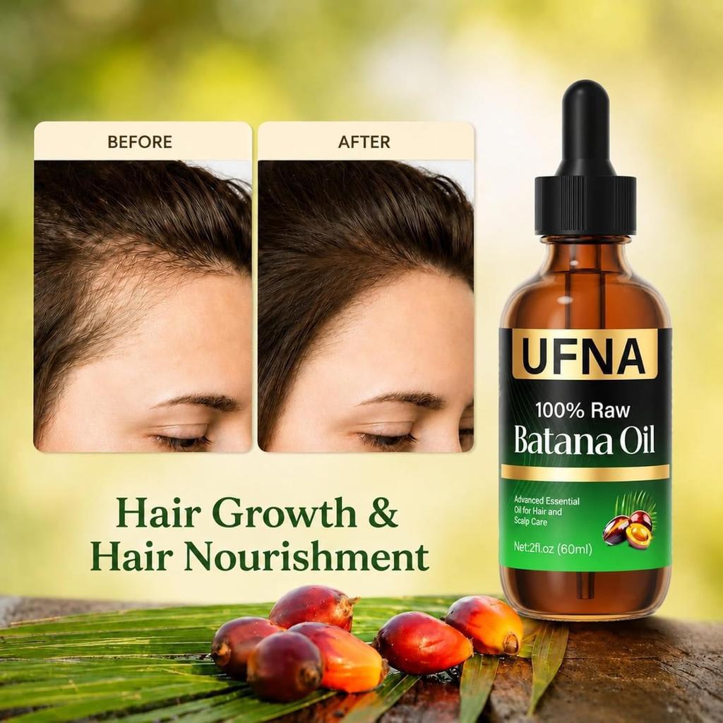 UFNA Batana Oil for Hair 60ml, Nourishing Hair Oil for Scalp Care, Hair Oil for Dry & Rough Hair, Helps Maintain Thicker & Fuller-Looking Hair, S