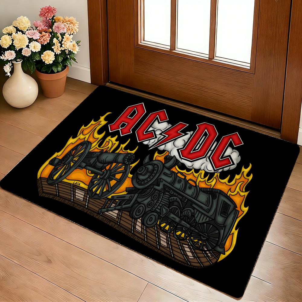 A-AC D-DC Highway To Hell Fußmatte Gemütliche Flanell Weiche Dicke Rutschfeste Matte für Wohnzimmer Schlafzimmer Küche Dekor Teppiche