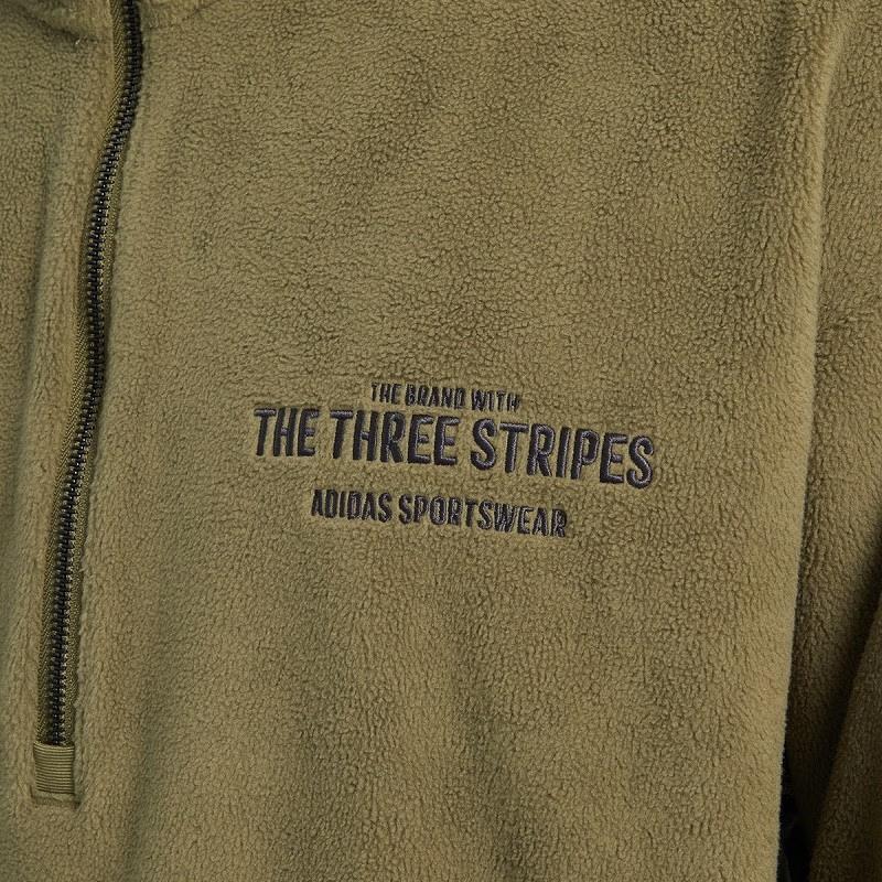 Adidas HZ Track Top Embroidered Letter Knit Crewneck Sweatshirt Men Tops Olive IB2765