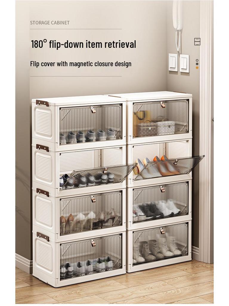 Transparent Pull-out Shoe Rack and Folding Storage Box