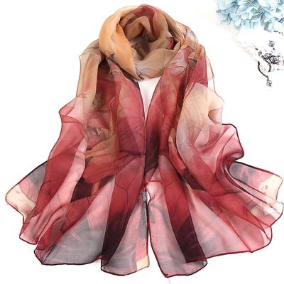 New Long Printing Silk Satin Women Scarf Vintage All-match Sunscreen Beach Shawl Scarf