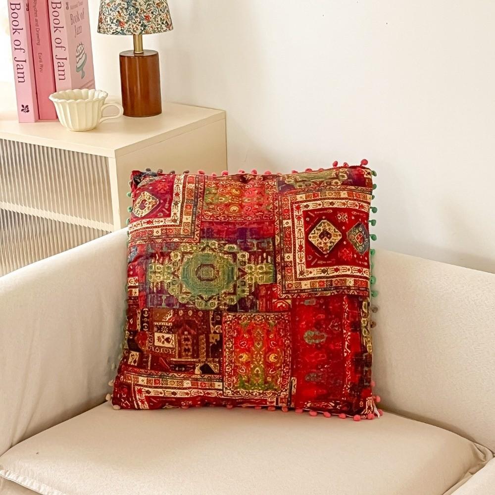 Retro Bohemian Pillow Cushion with Tassel Super Soft Ethnic Style Cushion Wear-resistant Comfortable Sofa Cushion