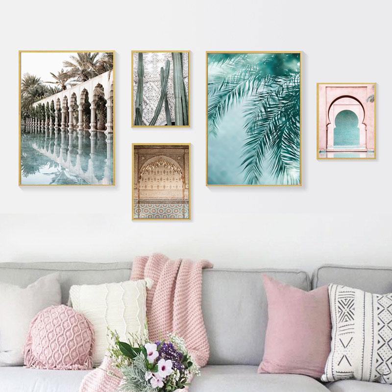 Islamic Building Wall Art Posters Nordic Architecture Canvas Paintings Landscape Plant Pictures Travel Prints Ramadan Home Decor