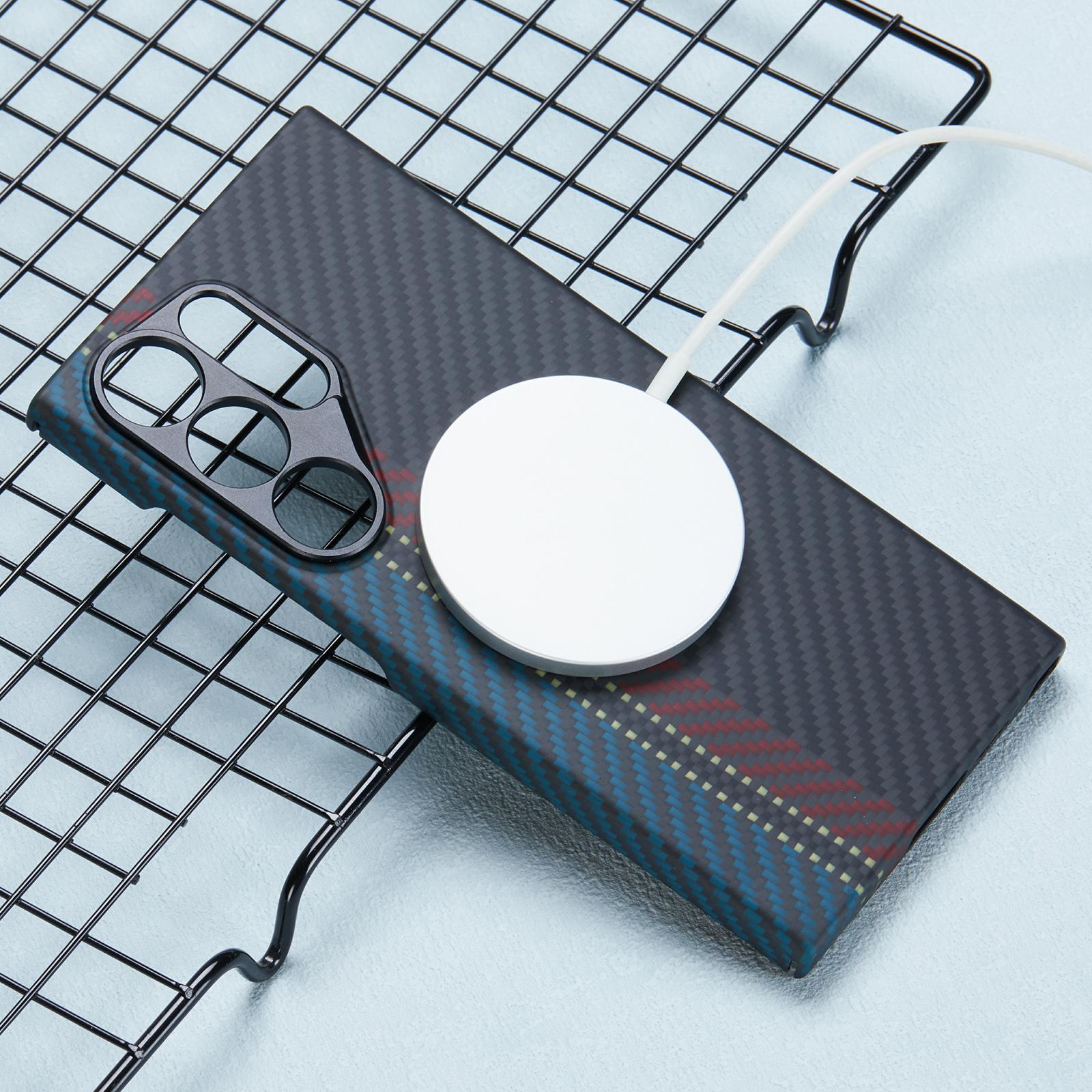 

For Samsung Galaxy S24 Ultra Case Compatible with MagSafe Aramid Fiber Weave Pattern Phone Cover A