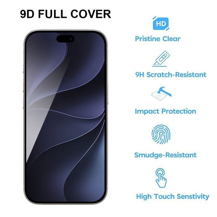 3 Verre Trempé Intégral pour iPhone 18 Pro, Protection d'écran Antichoc 9H