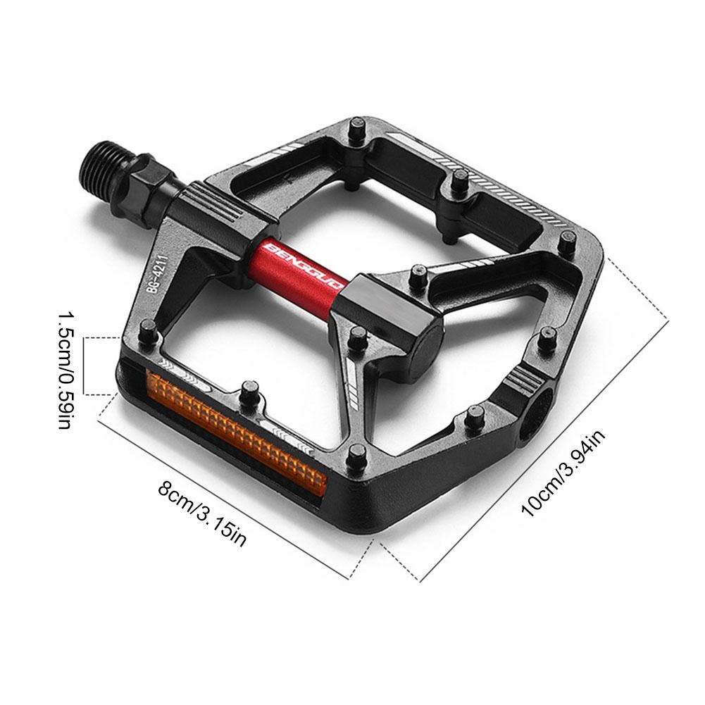 Double DU Bearing Ultralight Bike Pedals Aluminum Alloy Bicycle Platform Pedals Anti-Slip Cycling Safety Pedals for Night Riding
