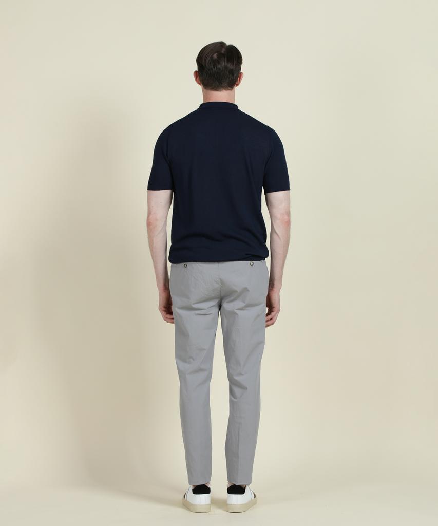 PANICALE Navy Herringbone Short Sleeve Polo Knit