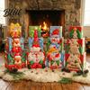 Stackable Xmas Ornaments 3Pcs Christmas Gift Box, Layered Cube Plastic Boxes with Santa Festive Storage Bins Snowman Reindeer, Tabletop Display